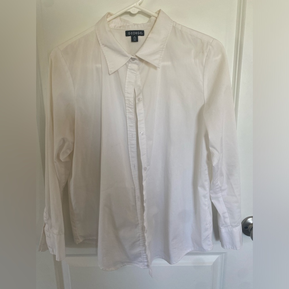 Womens white button down shirt